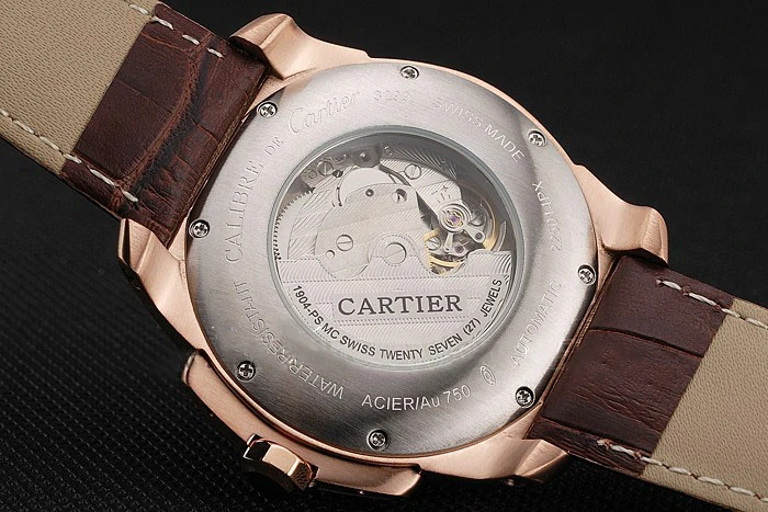 Cartier Calibre De Cartier Small Seconds White Dial Rose Gold Case Brown Leather Strap new122911