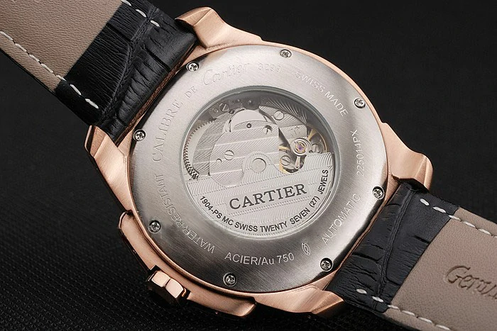 Cartier Calibre De Cartier Small Seconds Black And White Dial Rose Gold Case Black Leather Strap new122912