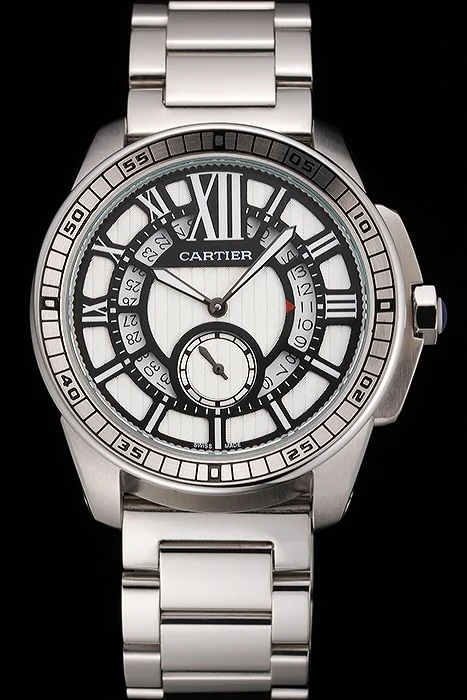 Cartier Calibre De Cartier Small Seconds Black And White Dial Stainless Steel Case And Bracelet new122914