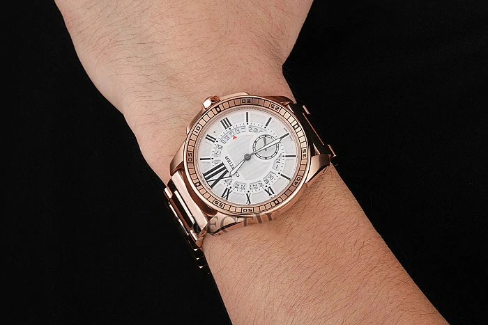 Cartier Calibre De Cartier Small Seconds White Dial Rose Gold Case And Bracelet new122915