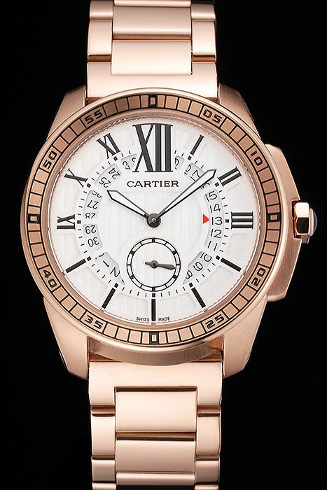 Cartier Calibre De Cartier Small Seconds White Dial Rose Gold Case And Bracelet new122915