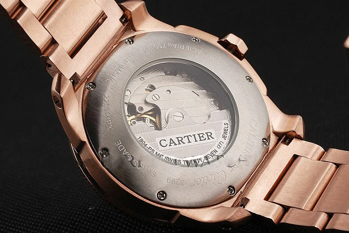 Cartier Calibre De Cartier Small Seconds Black And White Dial Rose Gold Case And Bracelet new122916