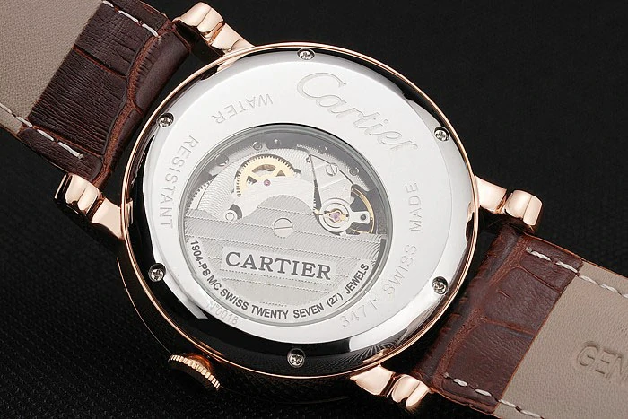 Cartier Rotonde De Cartier Flying Tourbillon White Dial Rose Gold Numerals Rose Gold Case Brown Leather Strap new122917