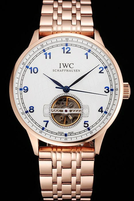 IWC Portugieser Tourbillon White Dial Blue Numerals Rose Gold Case And Bracelet new122940