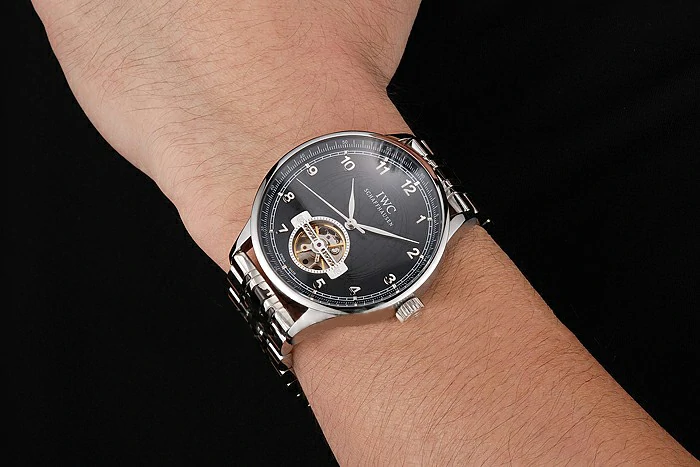 IWC Portugieser Tourbillon Black Dial Stainless Steel Case Two Tone Black Steel Bracelet new122942