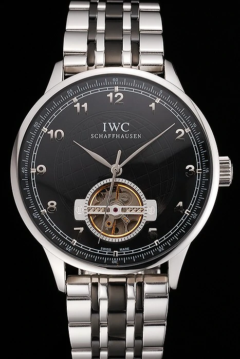 IWC Portugieser Tourbillon Black Dial Stainless Steel Case Two Tone Black Steel Bracelet new122942