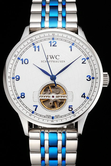 IWC Portugieser Tourbillon White Dial Blue Numerals Stainless Steel Case Two Tone Blue Steel Numerals new122944