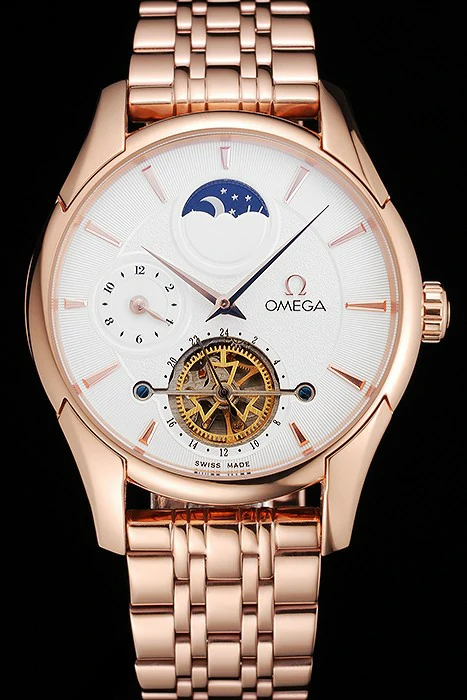 Omega De Ville Moonphase Tourbillon White Dial Rose Gold Case And Bracelet new122947