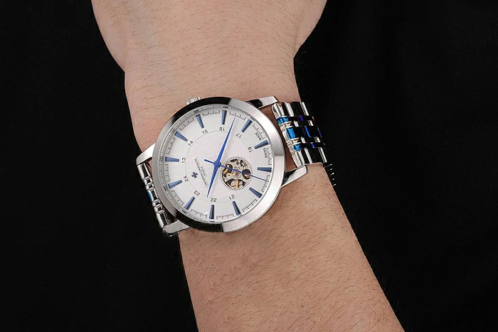 Vacheron Constantin Tourbillon White Dial Blue Numerals Stainless Steel Case Two Tone Steel Blue Bracelet new123009