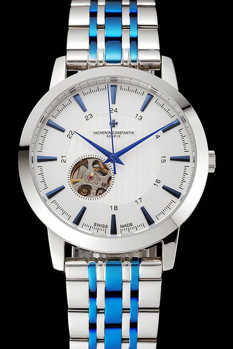 Vacheron Constantin Tourbillon White Dial Blue Numerals Stainless Steel Case Two Tone Steel Blue Bracelet new123009