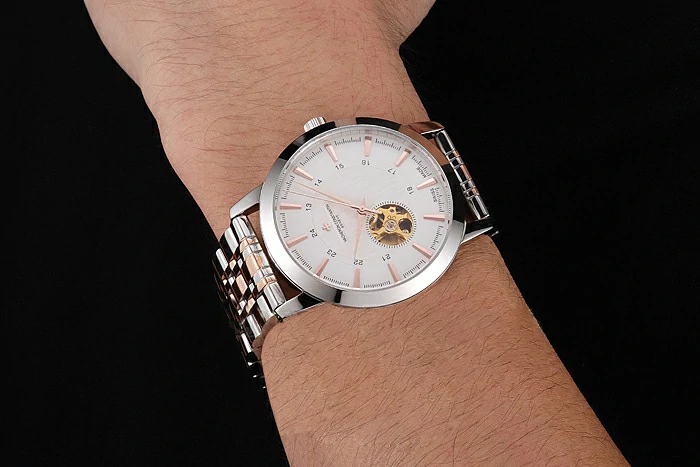 Vacheron Constantin Tourbillon White Dial Rose Gold Numerals Stainless Steel Case Two Tone Bracelet new123010