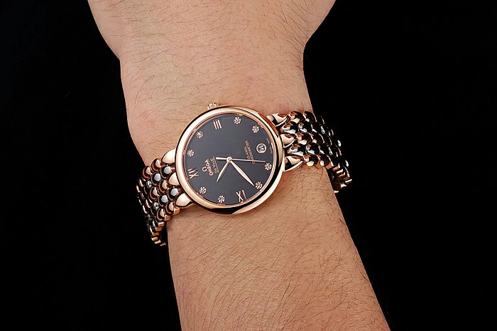Omega De Ville Prestige Dark Grey Dial With Diamonds Rose Gold Case Two Tone Bracelet new123342