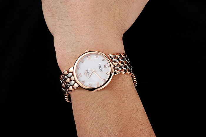 Omega De Ville Prestige White Dial With Diamonds Rose Gold Case Two Tone Bracelet new123344