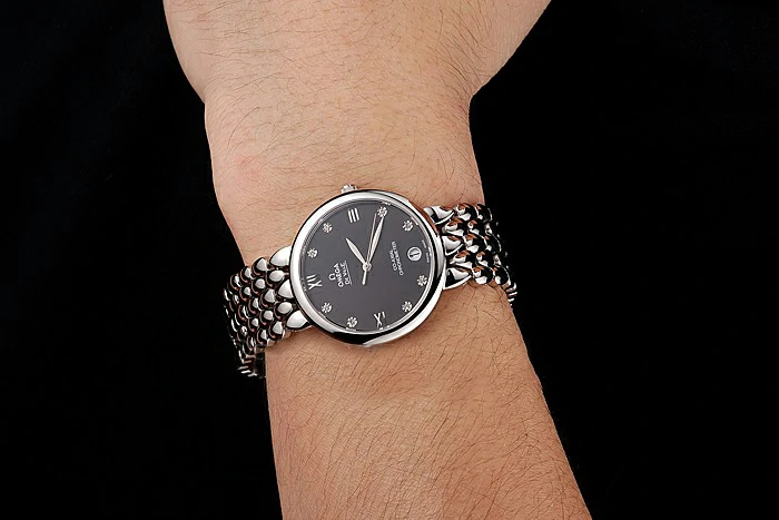 Omega De Ville Prestige Black Dial With Diamonds Stainless Steel Case And Bracelet new123346