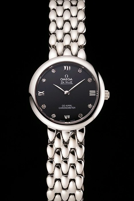 Omega De Ville Prestige No Date Dark Grey Dial With Diamonds Stainless Steel Case And Bracelet new123347