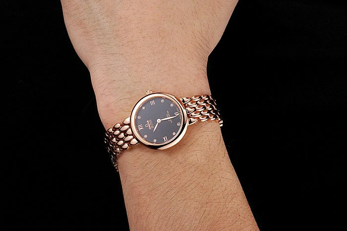Omega De Ville Prestige No Date Black Dial With Diamonds Rose Gold Case And Bracelet new123350