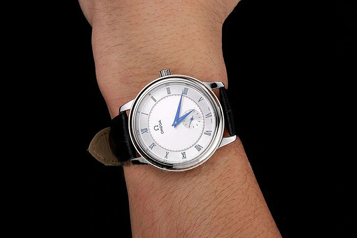 Omega De Ville Prestige Small Seconds Silver Dial Stainless Steel Case Black Leather Strap new123363