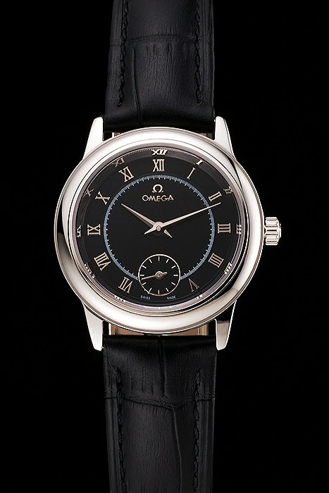 Omega De Ville Prestige Small Seconds Black Dial Stainless Steel Case Black Leather Strap new123367