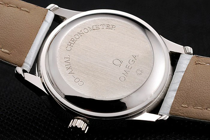 Omega De Ville Prestige Small Seconds White Dial Diamond Bezel Stainless Steel Case White Leather Strap new123368