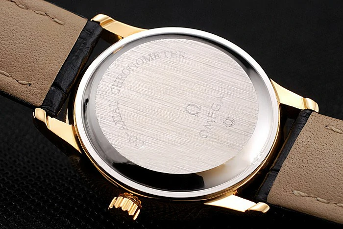 Omega De Ville Prestige Small Seconds White Dial Gold Case Black Leather Strap new123369