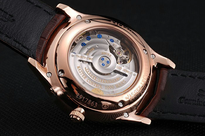 Jaeger LeCoultre Master Ultra Thin Reserve De Marche Silver Dial Diamond Bezel Rose Gold Case Brown Leather Strap new123396