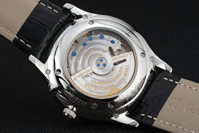 Jaeger LeCoultre Master Ultra Thin Reserve De Marche Black Dial Stainless Steel Case Black Leather Strap new123398