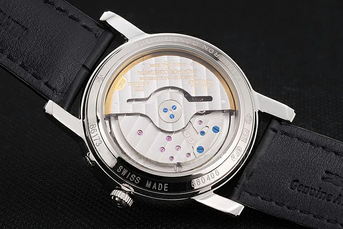 Vacheron Constantin Patrimony Quantieme Reserve De Marche White Dial Stainless Steel Case Black Leather Strap new123406