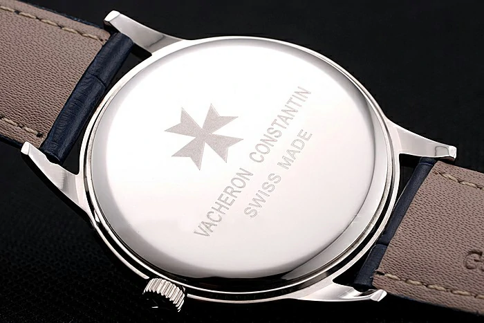 Vacheron Constantin Patrimony Chronometre Royal White Dial Stainless Steel Case Blue Leather Strap new123407