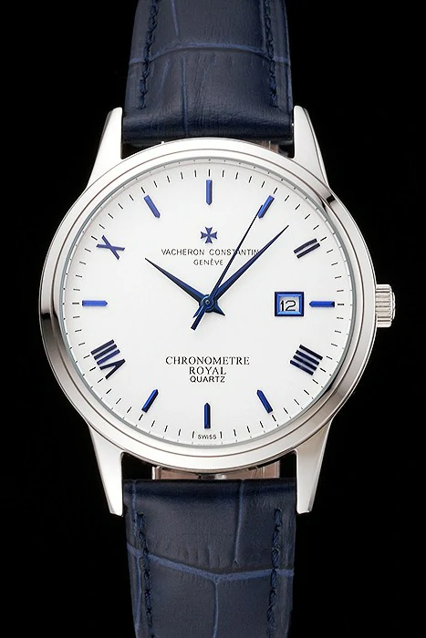 Vacheron Constantin Patrimony Chronometre Royal White Dial Stainless Steel Case Blue Leather Strap new123407