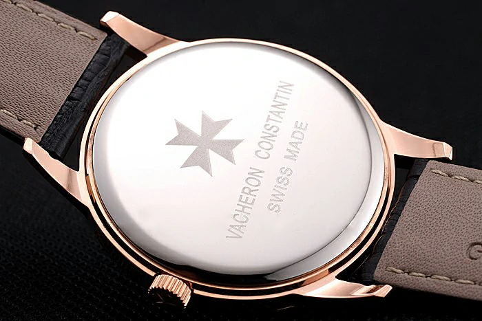 Vacheron Constantin Patrimony Chronometre Royal Black Dial Rose Gold Case Black Leather Strap new123409
