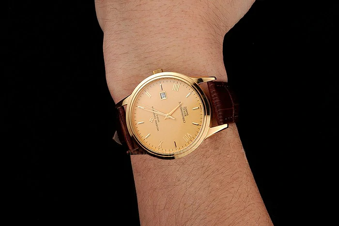 Vacheron Constantin Patrimony Chronometre Royal Gold Dial Gold Case Brown Leather Strap new123410