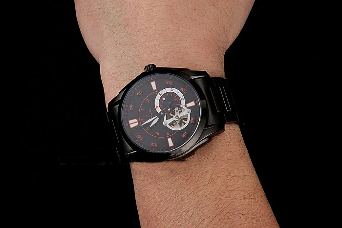 IWC Pilot's Watch Black Dial With Orange Markings Black Plated Stainless Steel Case And Bracelet new123565