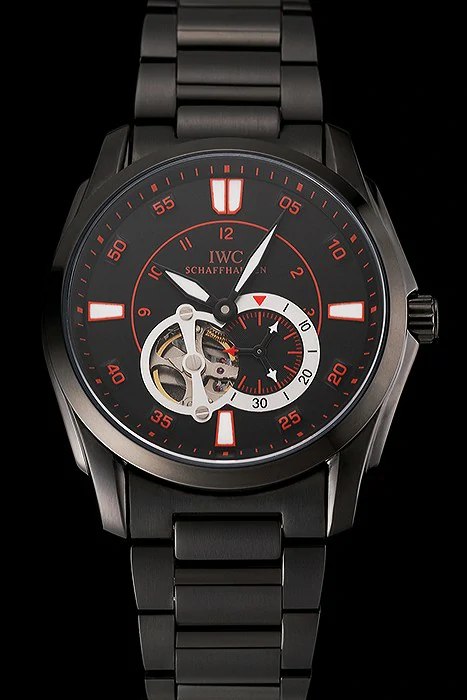 IWC Pilot's Watch Black Dial With Orange Markings Black Plated Stainless Steel Case And Bracelet new123565
