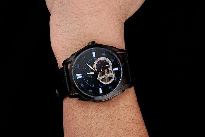 IWC Pilot's Watch Black Dial With Blue Marking Black Plated Stainless Steel Case Black Leather Strap new123568