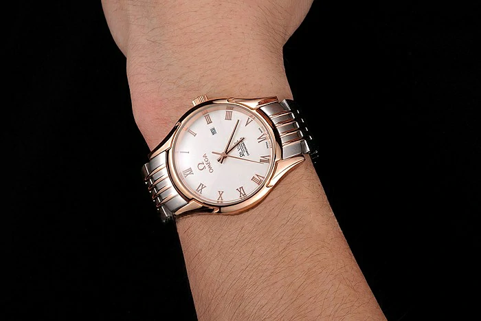 Omega De Ville White Dial Rose Gold Case Two Tone Bracelet new123886
