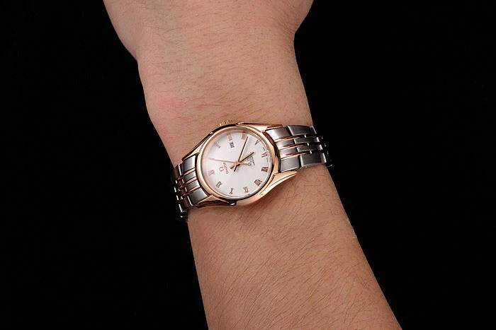 Omega De Ville Ladies White Dial Rose Gold Case Two Tone Bracelet new123887
