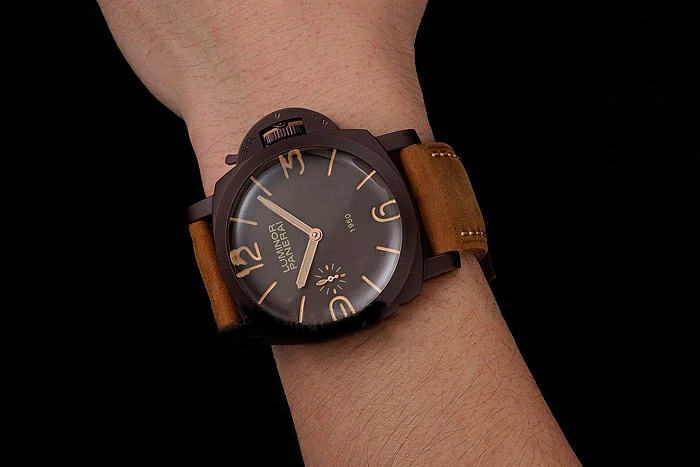 Panerai Luminor 1950 Brown Dial Brown PVD Case Brown Suede Leather Strap new123955