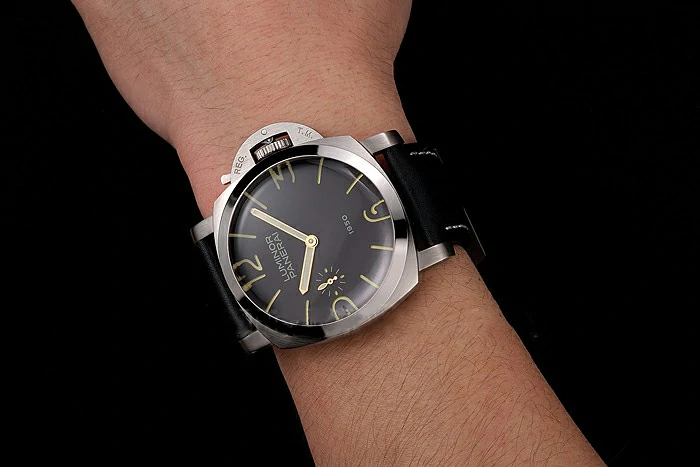 Panerai Luminor 1950 Black Dial Stainless Steel Case Black Leather Strap new123958