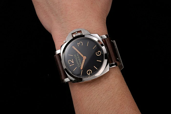 Panerai Luminor Black Dial Stainless Steel Case Brown Leather Strap new123959