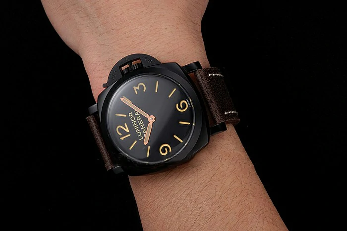 Panerai Luminor Black Dial Black PVD Case Brown Leather Strap new123960