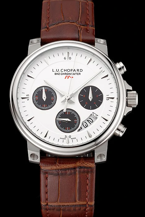 Chopard L.U.C 8HF Power Control White Dial Brown Leather Bracelet new124455