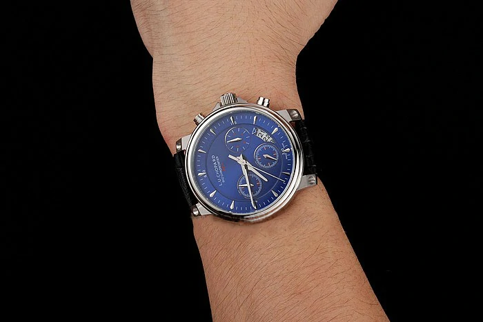 Chopard L.U.C 8HF Power Control Blue Dial Black Leather Bracelet new124456