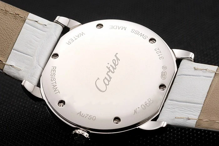 Cartier Ronde Louis Silver Diamond Case White Dial White Leather Bracelet new124462