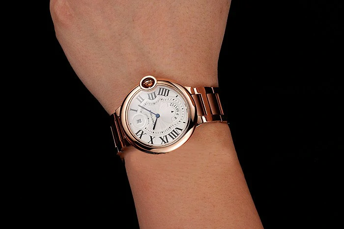 Cartier Ballon Bleu Two Timezone White Dial Rose Gold Case Rose Gold Bracelet new124490