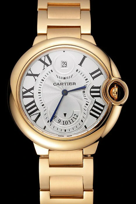 Cartier Ballon Bleu Two Timezone White Dial Gold Case Gold Bracelet new124492