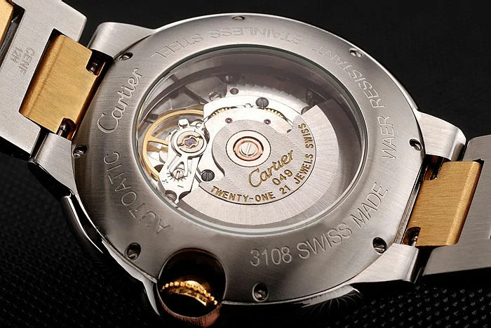 Cartier Ballon Bleu Two Timezone White Dial Diamond Case Gold And Silver Bracelet new124495