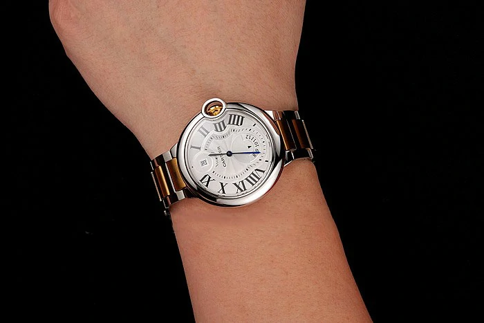 Cartier Ballon Bleu Two Timezone White Dial Silver Case Gold And Silver Bracelet new124496