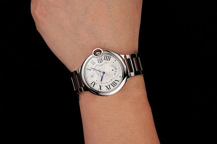 Cartier Ballon Bleu Two Timezone White Dial Stainless Steel Bracelet new124498