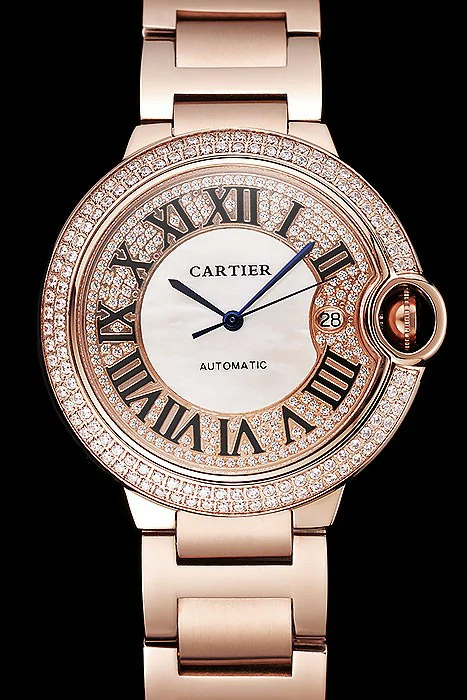Cartier Ballon Bleu 46 MM Diamond Dial Diamond Case Rose Gold Bracelet new124499