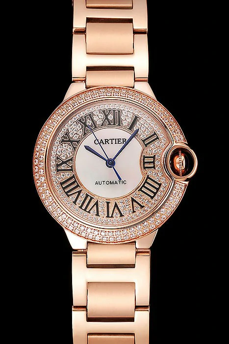 Cartier Ballon Bleu 40 MM Diamond Dial Diamond Case Rose Gold Bracelet new124500